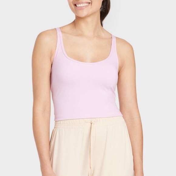 Light Pink Sports Bra Strappy Crop Top Target Workout Tank Criss Cross Straps - Picture 3 of 7